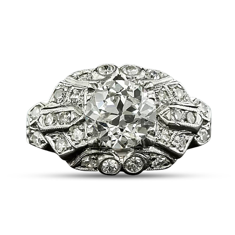 Art Deco 1.52 Carat Diamond Engagement Ring - GIA I SI1 - 5