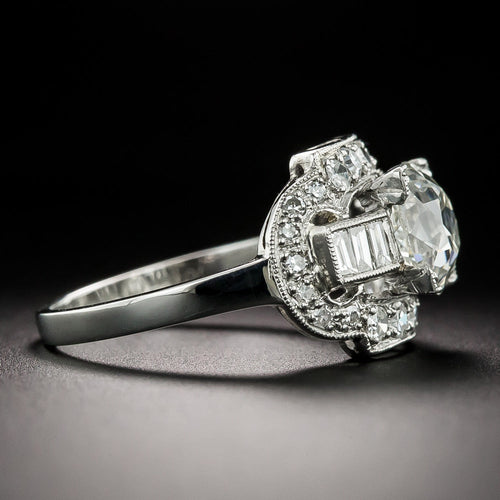 Art Deco 1.58 Carat Diamond Engagement Ring - GIA J I1 - 4