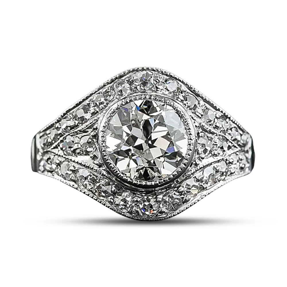 Art Deco 1.61 Carat Diamond Engagement Ring - GIA J SI1 - 5