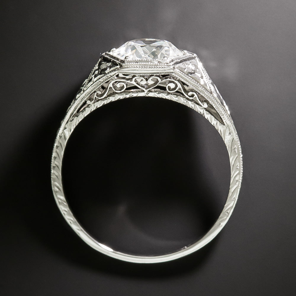 Art Deco 1.64 Carat Diamond Engagement Ring - GIA H SI2 - 4