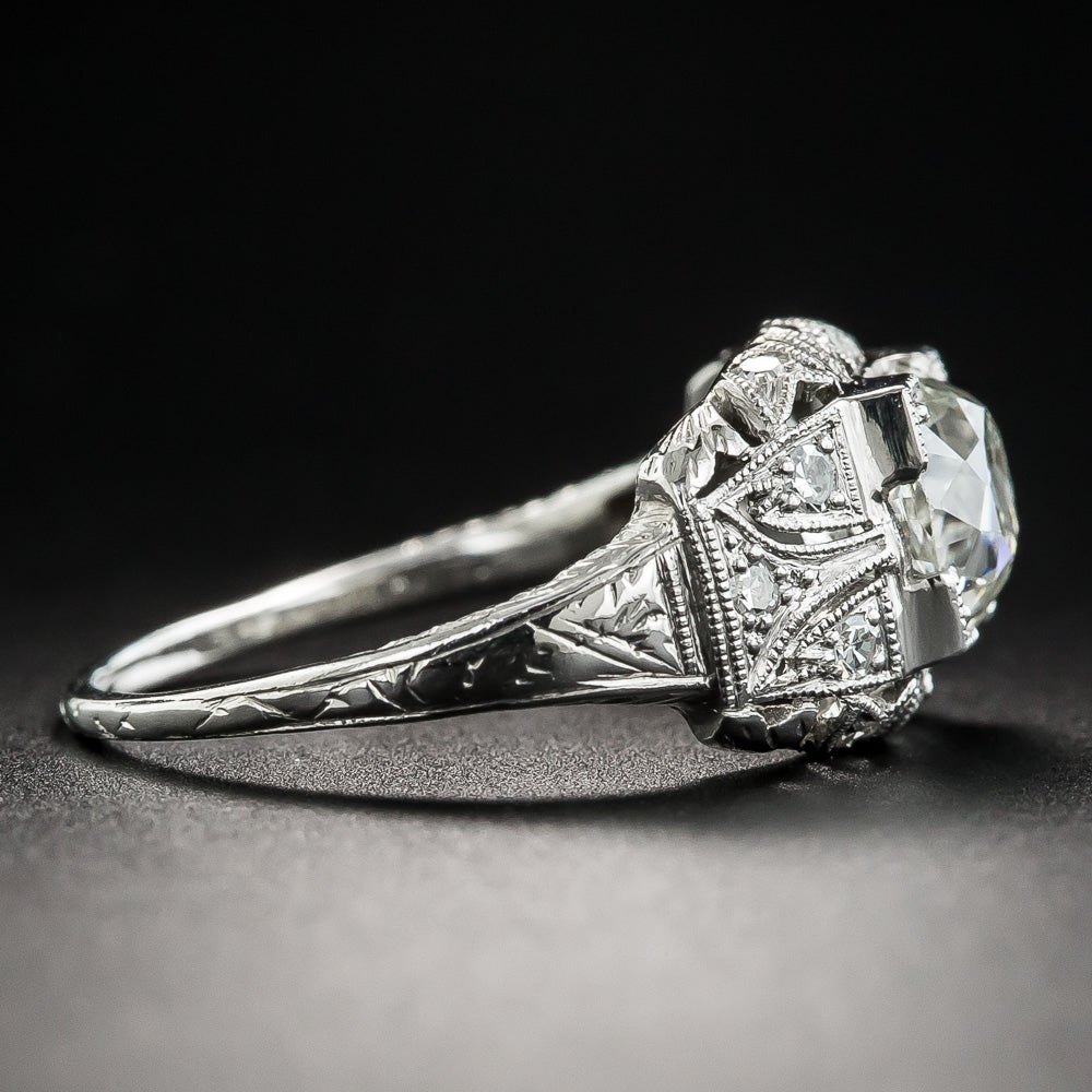 Art Deco 1.64 Carat Diamond Engagement Ring - GIA K SI1  - 3