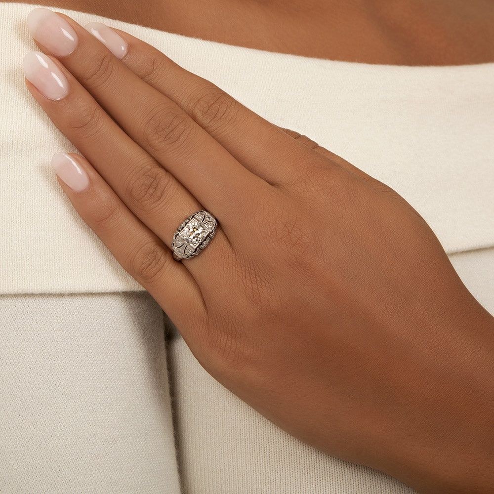 Art Deco 1.64 Carat Diamond Engagement Ring - GIA K SI1  - 6