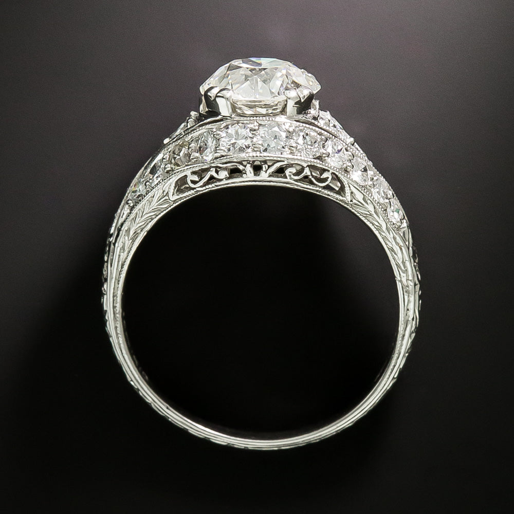 Art Deco 1.70 Carat Diamond Engagement Ring - GIA K SI1 - 4