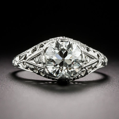 Art Deco 1.73 Carat Diamond 18K Engagement Ring - GIA F I1 - 2