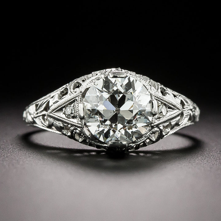 Art Deco 1.73 Carat Diamond 18K Engagement Ring - GIA F I1