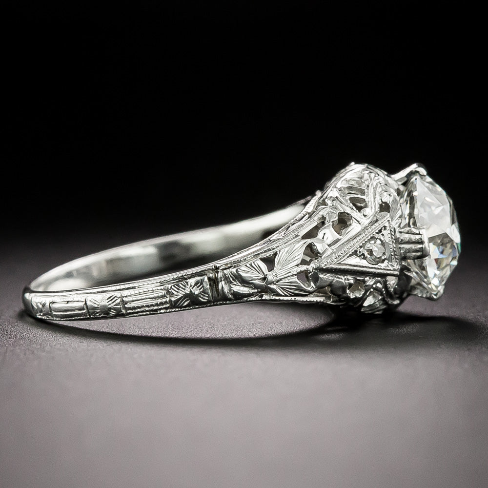 Art Deco 1.73 Carat Diamond 18K Engagement Ring - GIA F I1 - 3