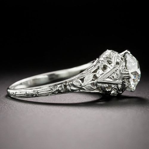 Art Deco 1.73 Carat Diamond 18K Engagement Ring - GIA F I1 - 3