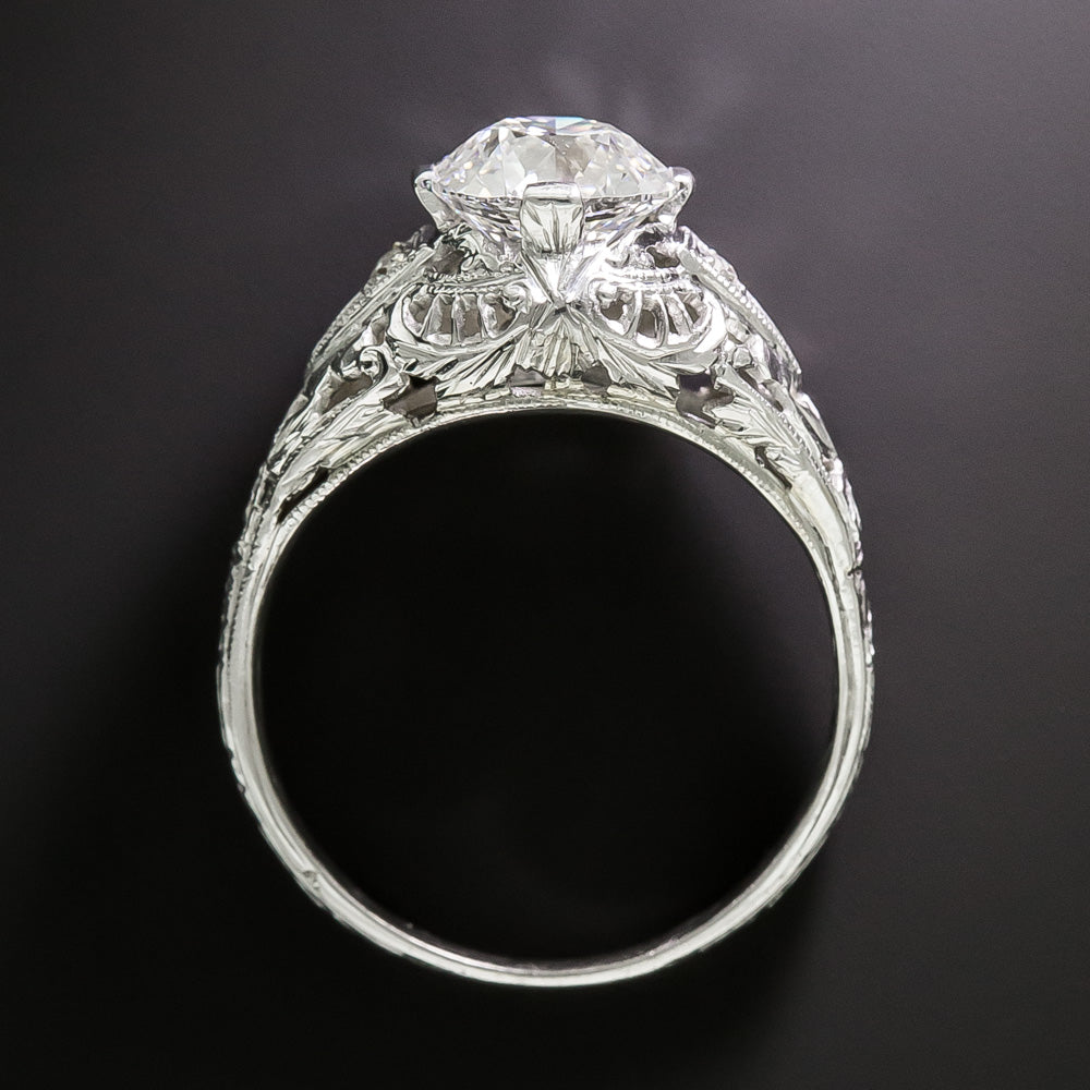 Art Deco 1.73 Carat Diamond 18K Engagement Ring - GIA F I1 - 4