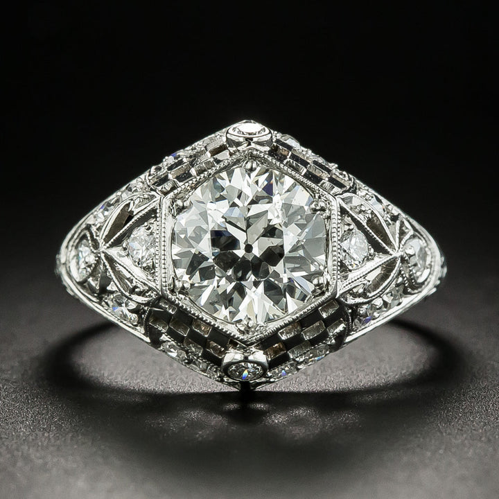 Art Deco 1.74 Carat Diamond Engagement Ring - GIA I SI2