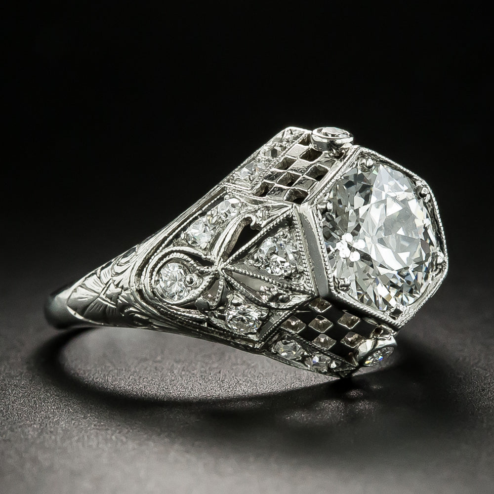 Art Deco 1.74 Carat Diamond Engagement Ring - GIA I SI2 - 4