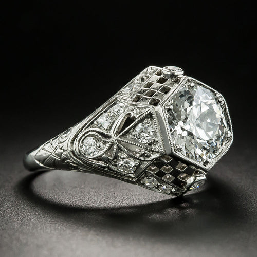 Art Deco 1.74 Carat Diamond Engagement Ring - GIA I SI2 - 4