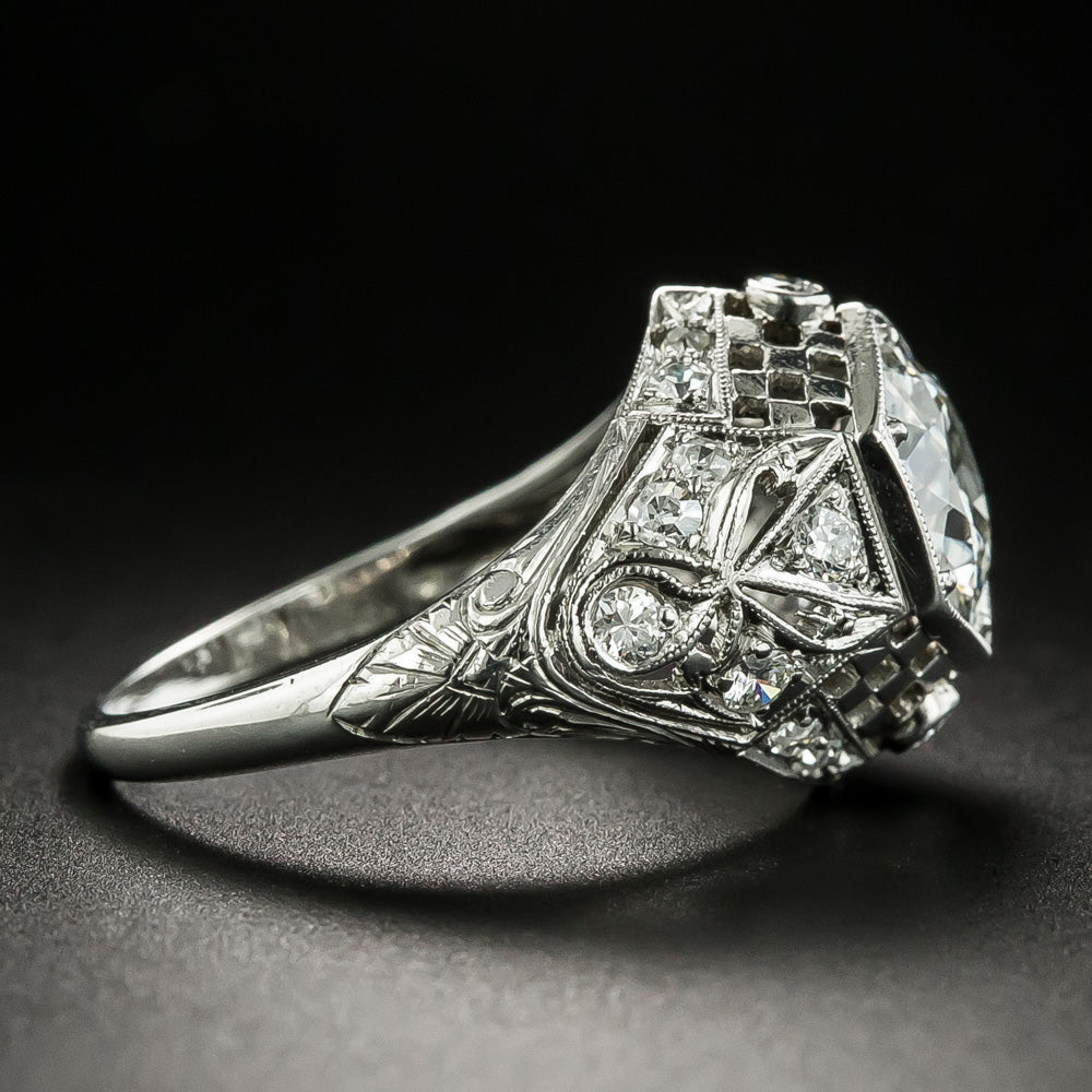 Art Deco 1.74 Carat Diamond Engagement Ring - GIA I SI2 - 5