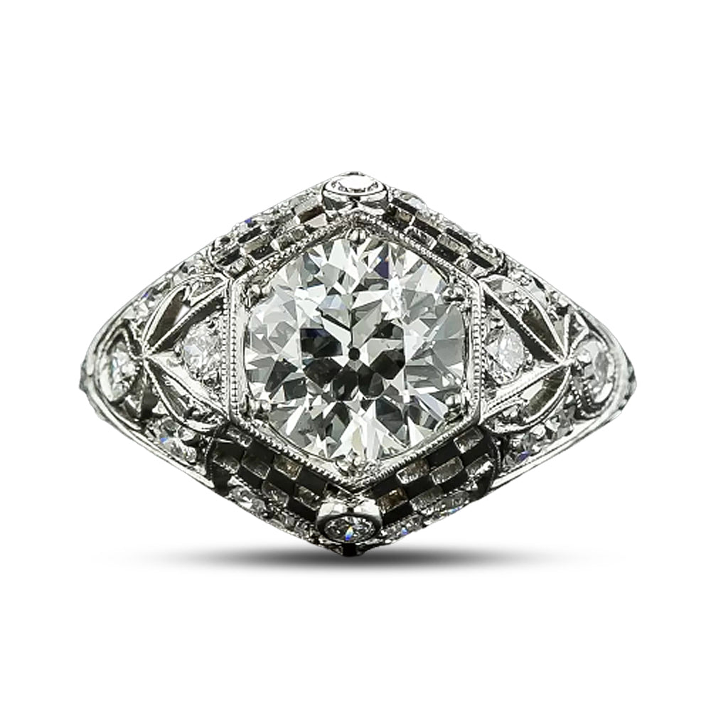 Art Deco 1.74 Carat Diamond Engagement Ring - GIA I SI2 - 5