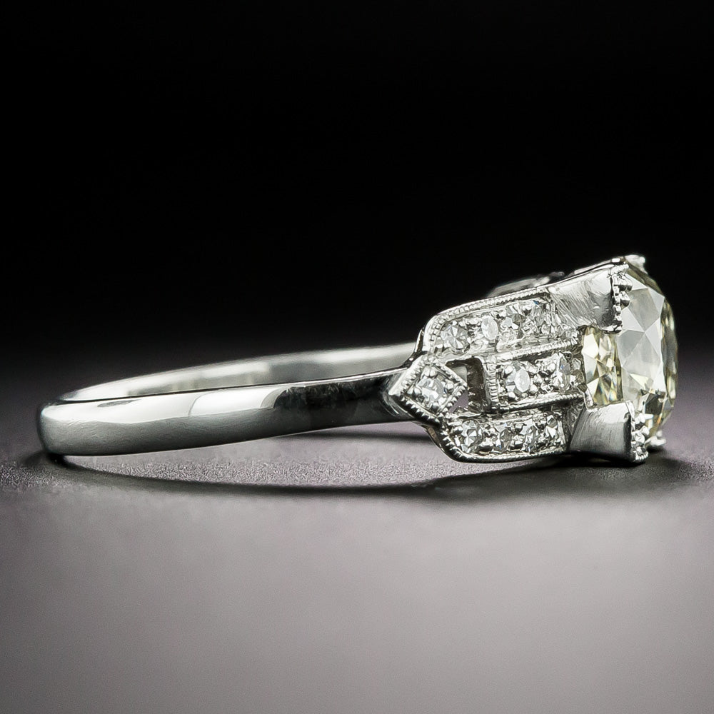 Art Deco 1.78 Carat European-Cut Diamond Engagement Ring - GIA Q-R I1 - 4