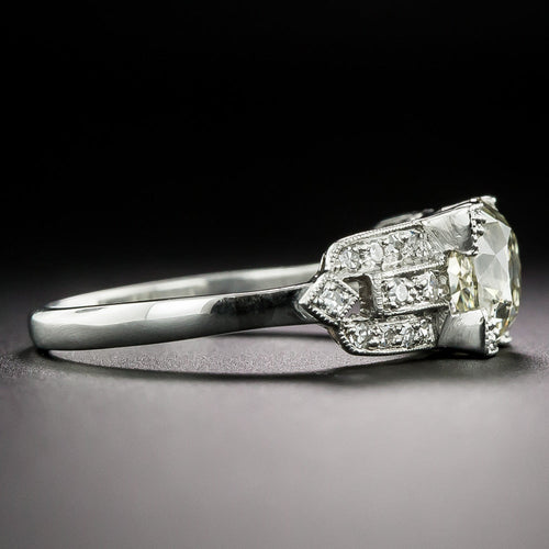 Art Deco 1.78 Carat European-Cut Diamond Engagement Ring - GIA Q-R I1 - 4