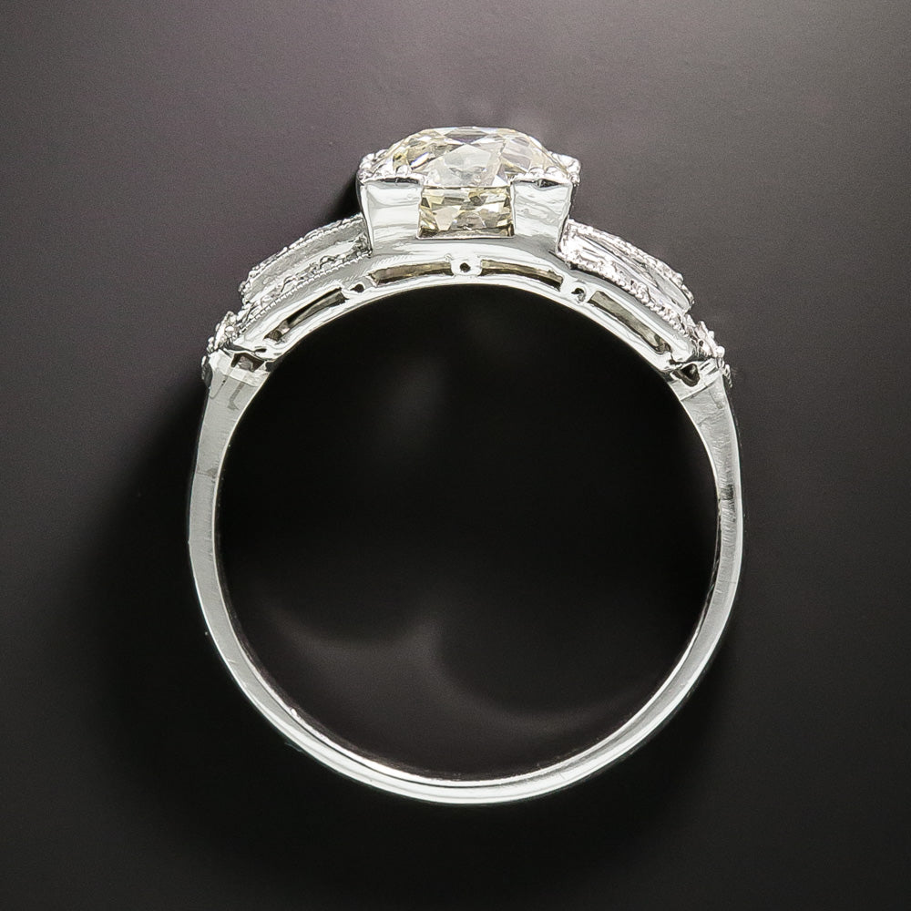 Art Deco 1.78 Carat European-Cut Diamond Engagement Ring - GIA Q-R I1 - 5