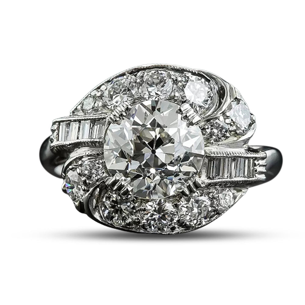 Art Deco 1.84 Carat Diamond Engagement Ring - GIA  J VS1 - 6