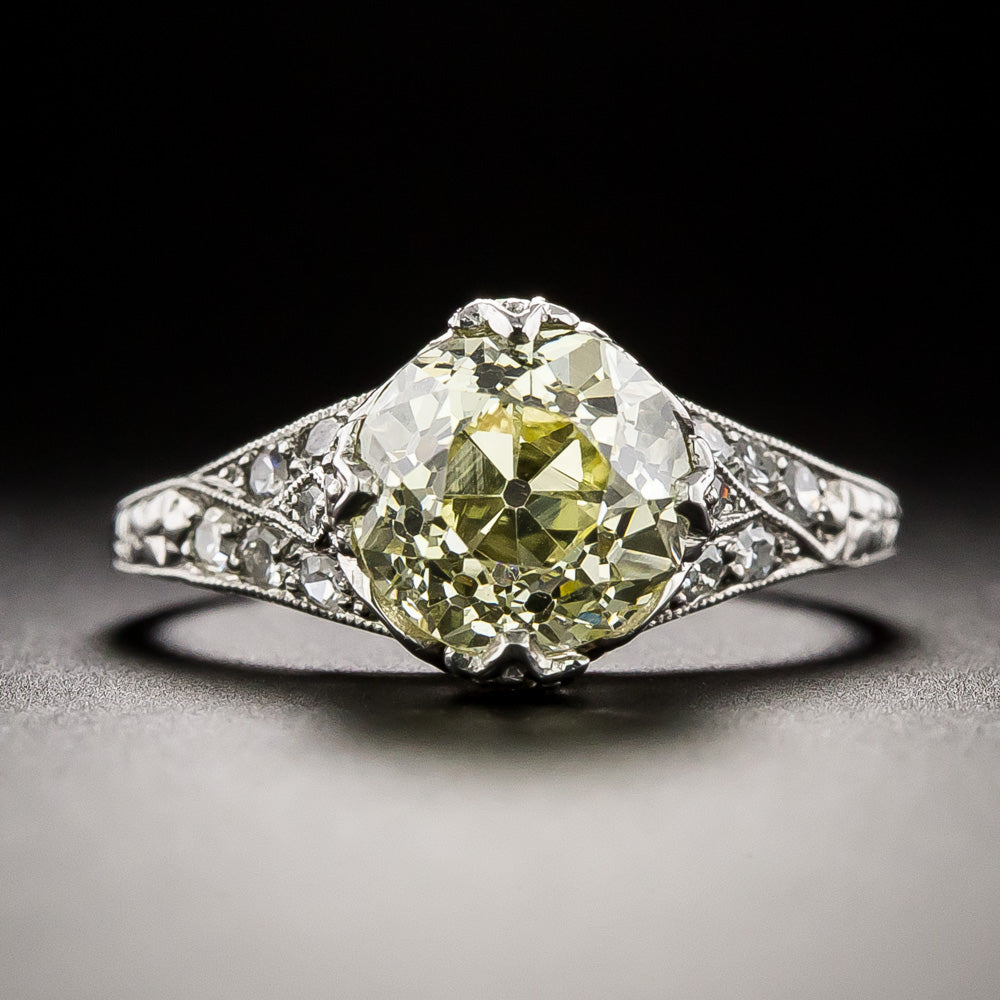 Art Deco 1.87 Carat Fancy Yellow Diamond Engagement Ring - GIA - 1