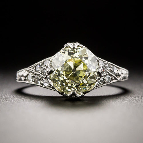 Art Deco 1.87 Carat Fancy Yellow Diamond Engagement Ring - GIA - 1