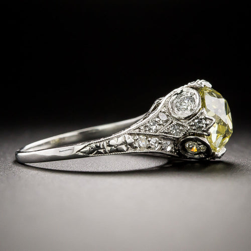Art Deco 1.87 Carat Fancy Yellow Diamond Engagement Ring - GIA - 2
