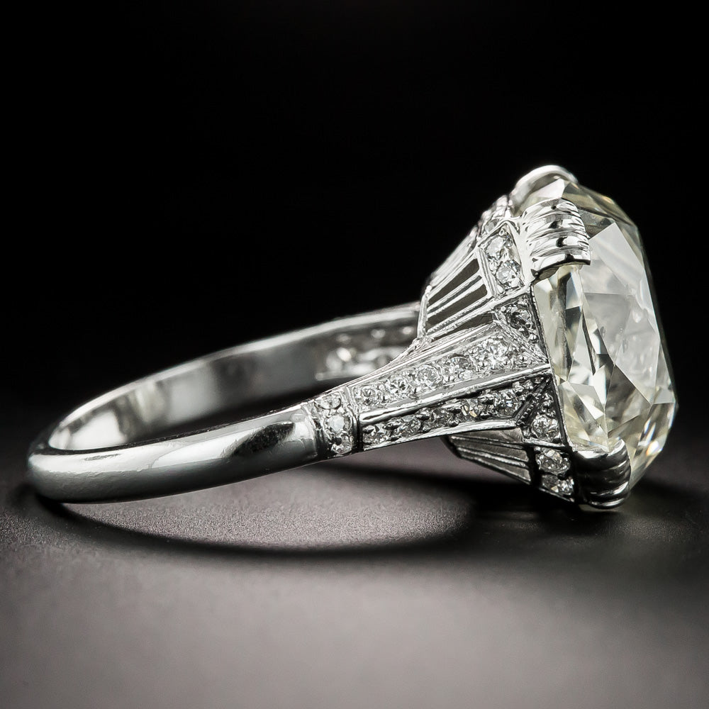 Art Deco 18.86 Carat Diamond Engagement Ring - GIA O-P SI2 - 5