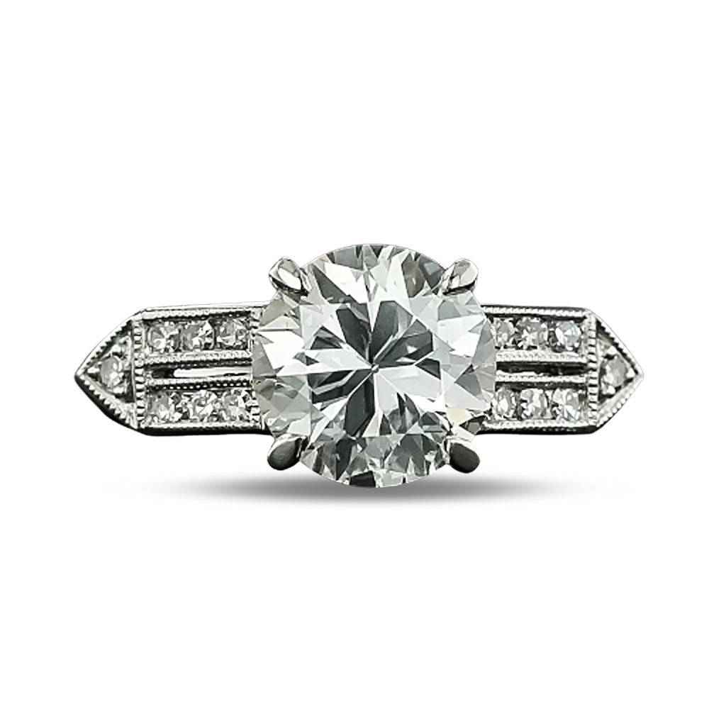 Art Deco 2.06 Carat Diamond Engagement Ring - GIA H SI1 - 5