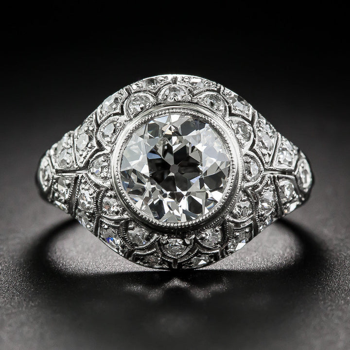 Art Deco 2.10 Carat European-Cut Diamond Ring - GIA I VS1