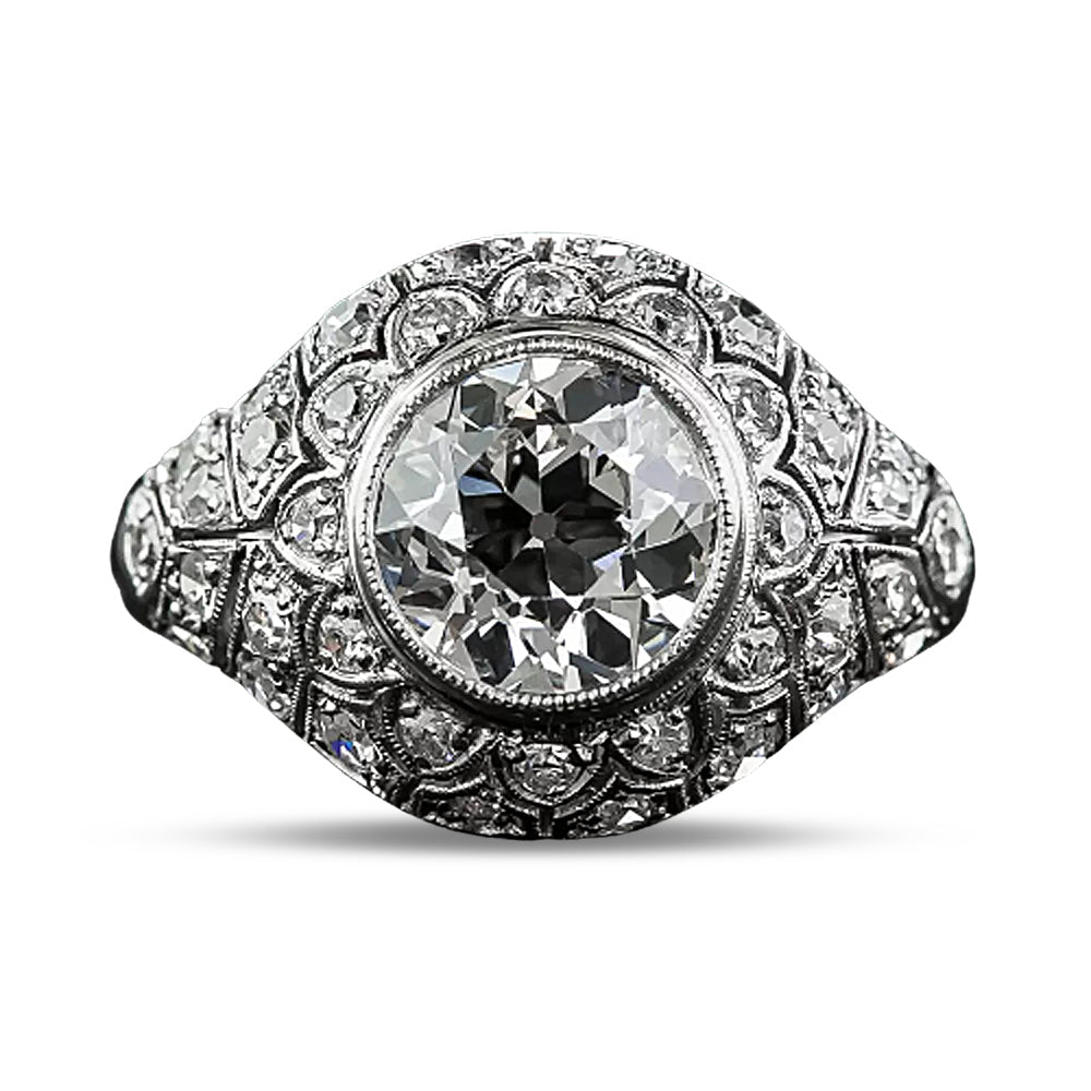 Art Deco 2.10 Carat European-Cut Diamond Ring - GIA I VS1 - 6