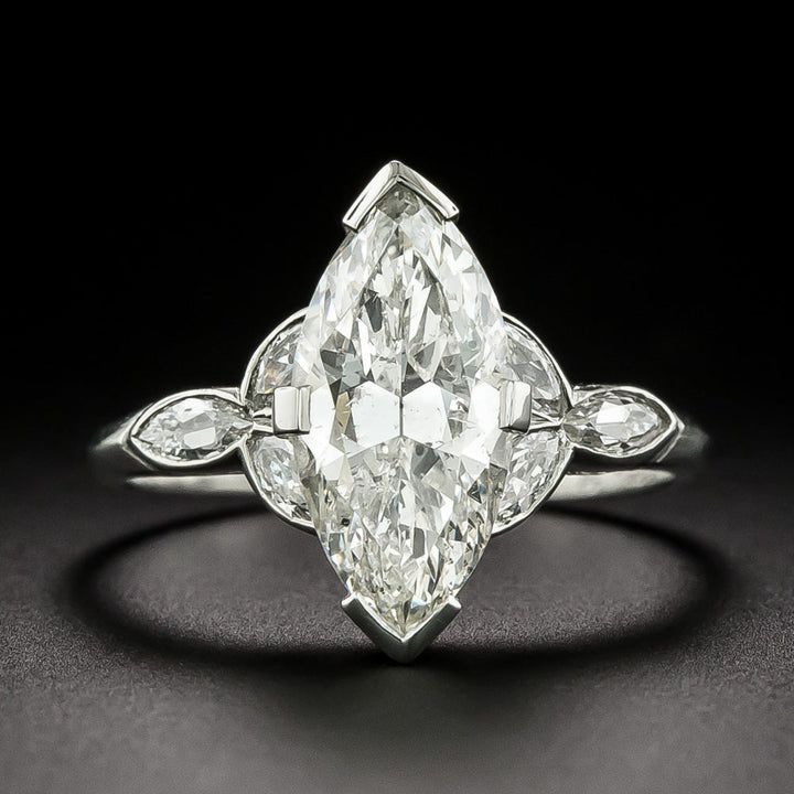 Art Deco 2.17 Carat Marquise Diamond Ring - GIA  H I1