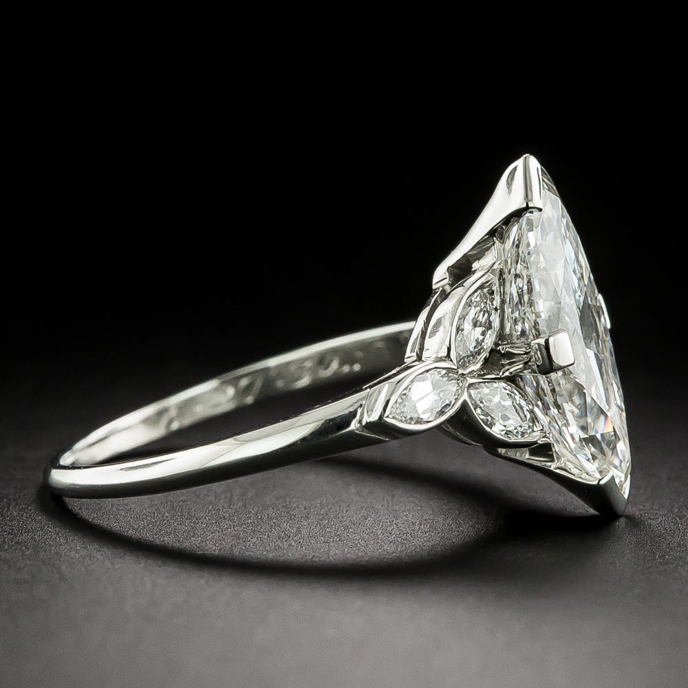 Art Deco 2.17 Carat Marquise Diamond Ring - GIA  H I1 - 4