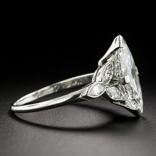 Art Deco 2.17 Carat Marquise Diamond Ring - GIA  H I1 - 4