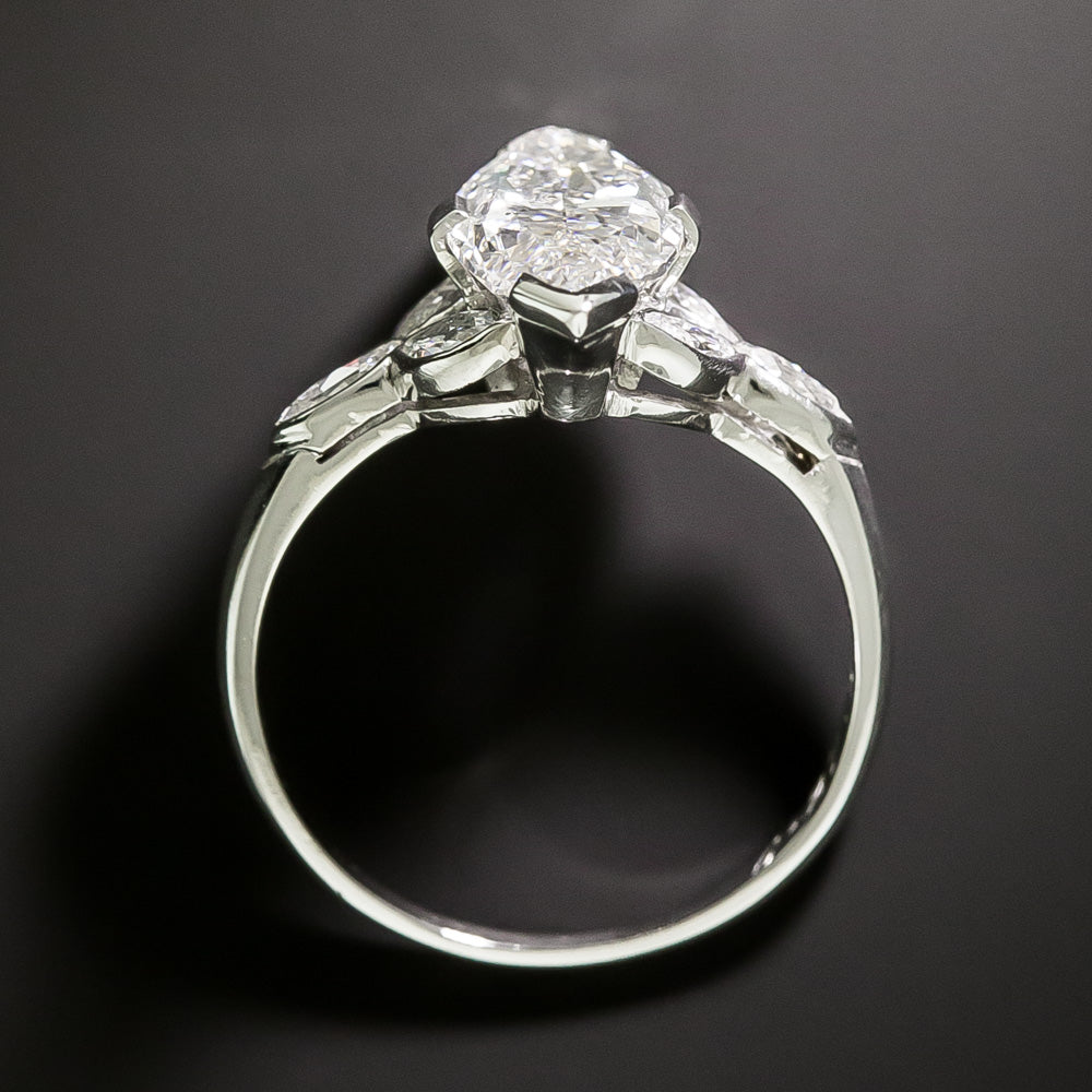 Art Deco 2.17 Carat Marquise Diamond Ring - GIA  H I1 - 5