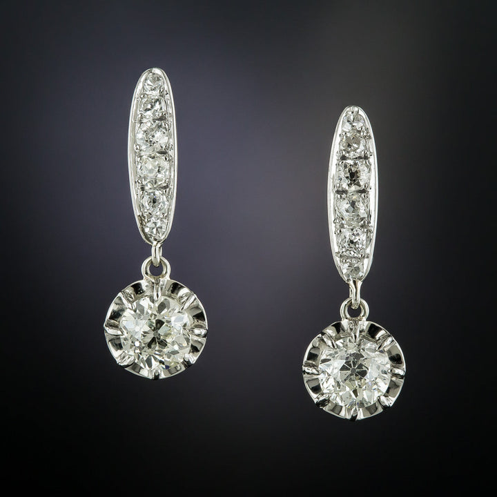Art Deco 2.19 Carats Diamond Dangle Earrings - GIA