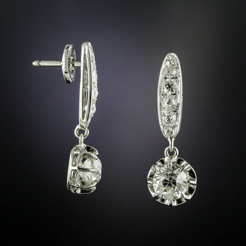 Art Deco 2.19 Carats Diamond Dangle Earrings - GIA - 2