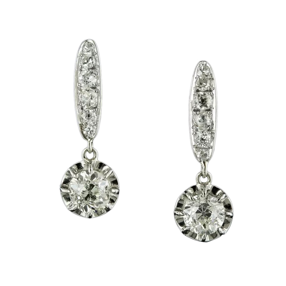 Art Deco 2.19 Carats Diamond Dangle Earrings - GIA - 3