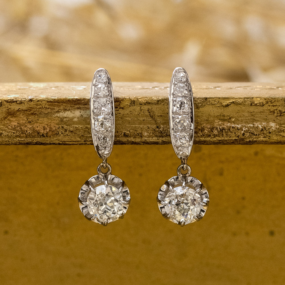 Art Deco 2.19 Carats Diamond Dangle Earrings - GIA - 5