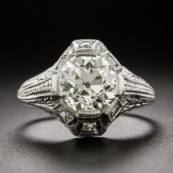 Art Deco 2.21 Carat European-Cut Diamond Engagement Ring - GIA N VS1