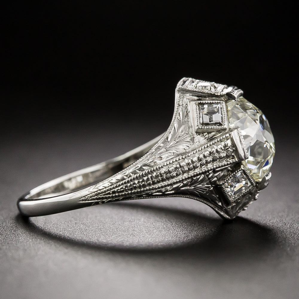 Art Deco 2.21 Carat European-Cut Diamond Engagement Ring - GIA N VS1 - 8
