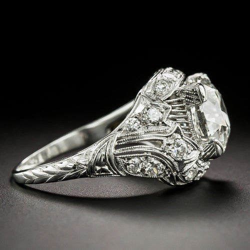 Art Deco 2.93 Carat Diamond Engagement Ring - GIA  J SI1 - 4