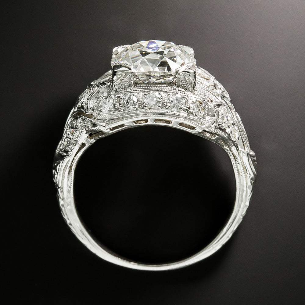 Art Deco 2.93 Carat Diamond Engagement Ring - GIA  J SI1 - 5