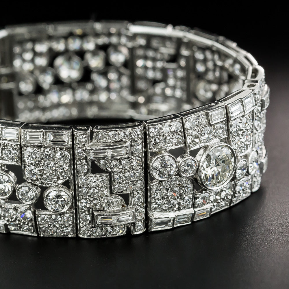 Art Deco 20.00 Carats Platinum Diamond Bracelet  - 3