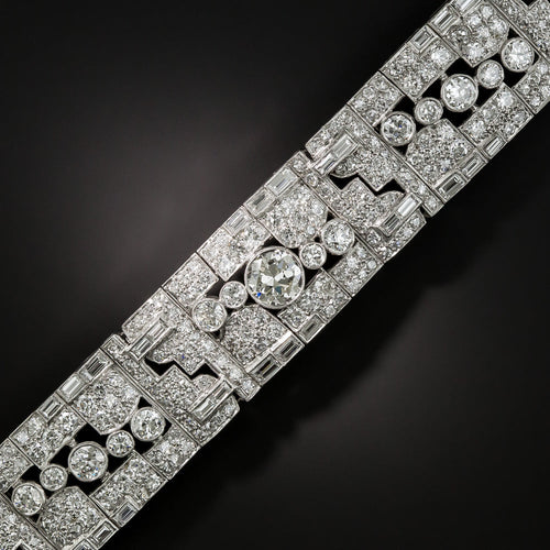 Art Deco 20.00 Carats Platinum Diamond Bracelet  - 4