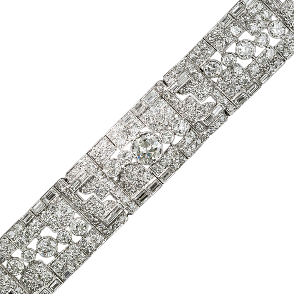 Art Deco 20.00 Carats Platinum Diamond Bracelet  - 5