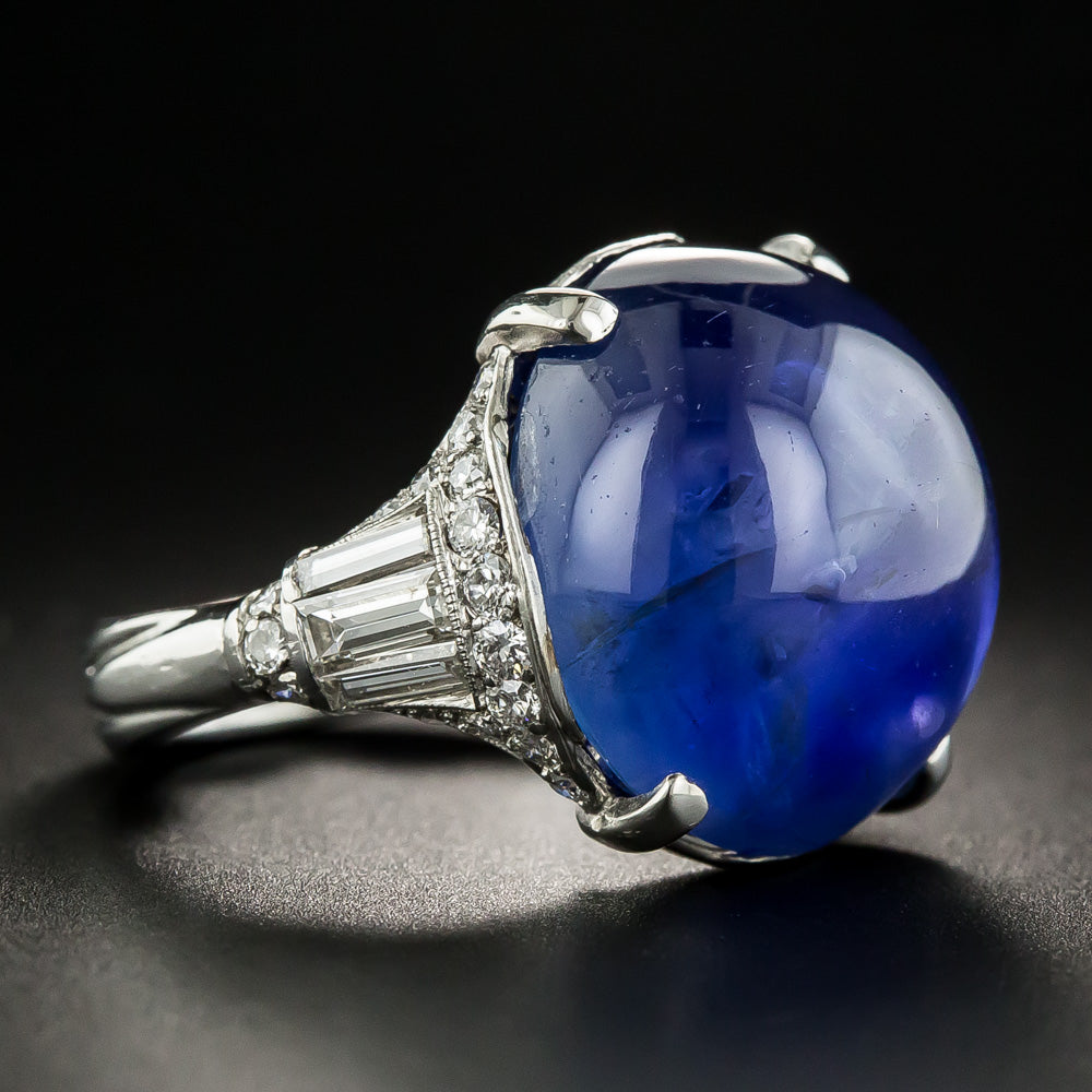 Art Deco 26.05 Carat Burmese Sapphire and Diamond Ring - 3