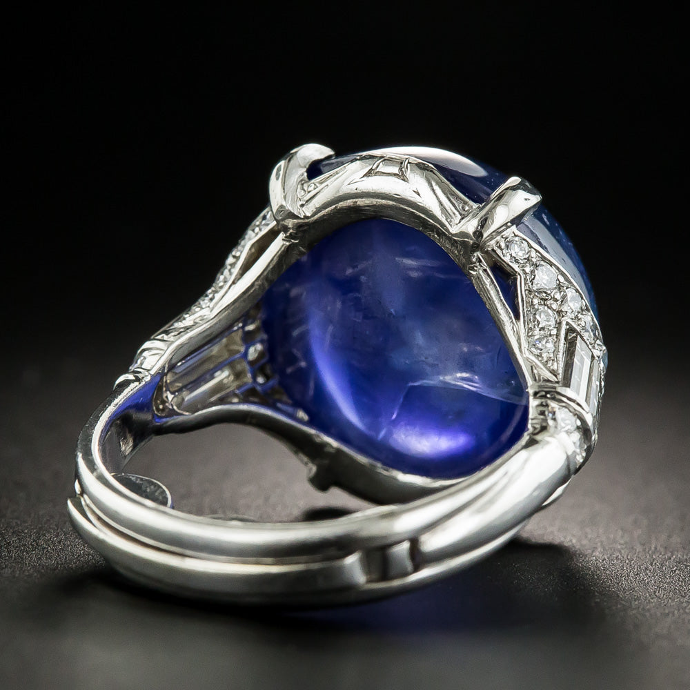 Art Deco 26.05 Carat Burmese Sapphire and Diamond Ring - 5