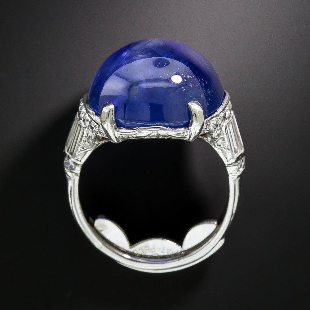 Art Deco 26.05 Carat Burmese Sapphire and Diamond Ring - 6