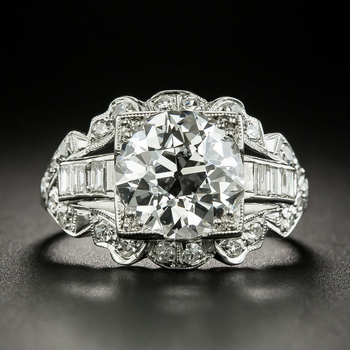 Art Deco 3.00 Carat Diamond Engagement Ring - GIA E SI1