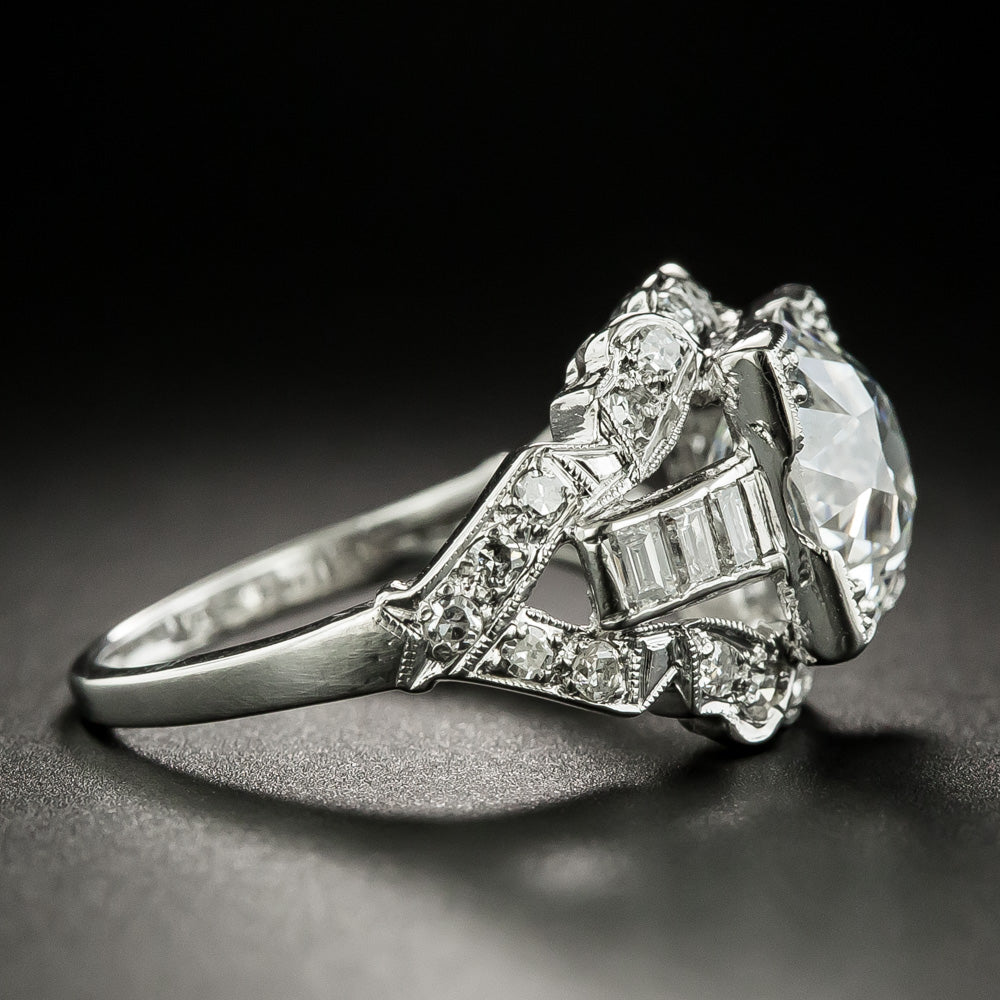 Art Deco 3.00 Carat Diamond Engagement Ring - GIA E SI1 - 3