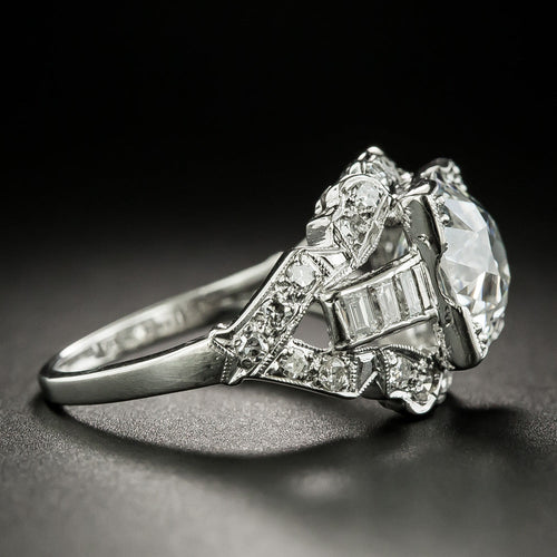 Art Deco 3.00 Carat Diamond Engagement Ring - GIA E SI1 - 3
