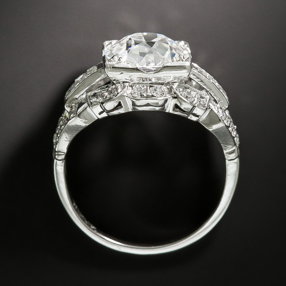 Art Deco 3.00 Carat Diamond Engagement Ring - GIA E SI1 - 4